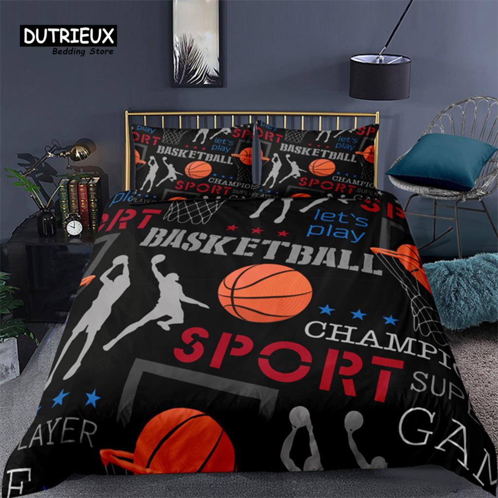 Luxury 3D Basketball Print Home Living Comfortable Duvet Cover Set Pillowcase Kids Bedding Set Queen and King EU/US/AU/UK Size