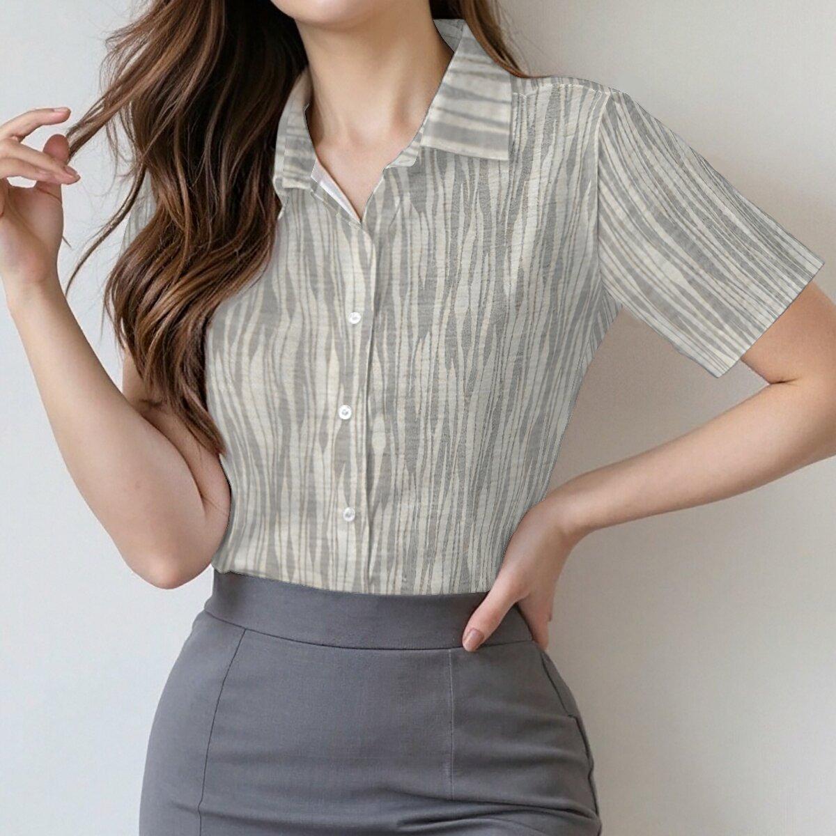 Women s Short Sleeved Lapel Shirt Summer Fashion Daily Versatile Casual Top S