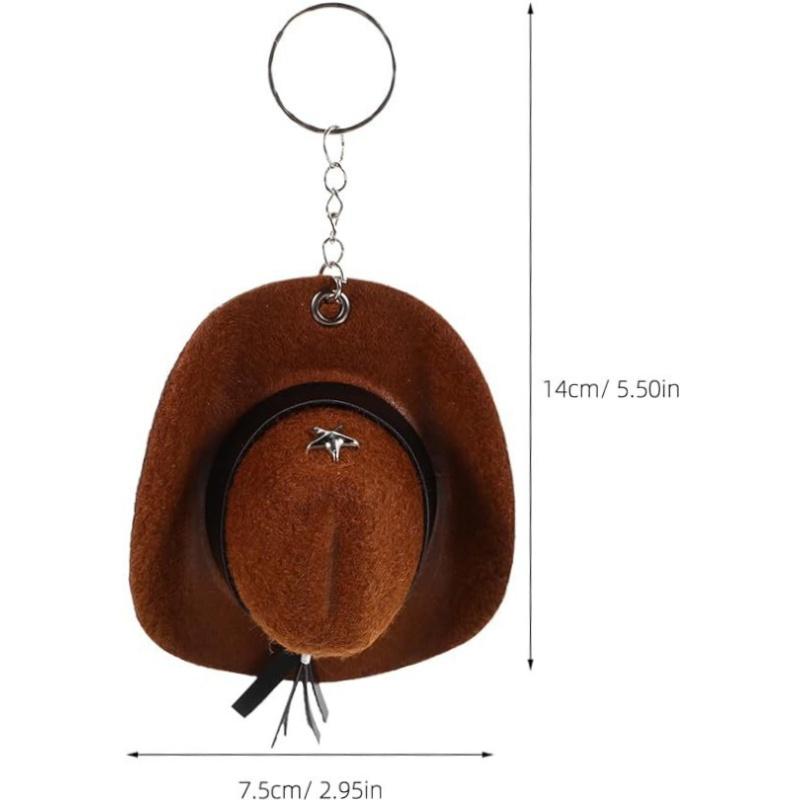 Stylish Western Cowboy Hat Keychain Pendant Durable Polyester Keyrings Portable Bag Keychains Decoration For Men Women Gift