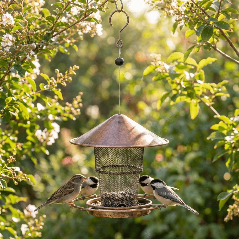 Iron Automatic Bird Feeder Retractable Bird Food Container Hummingbird Feeder Porch