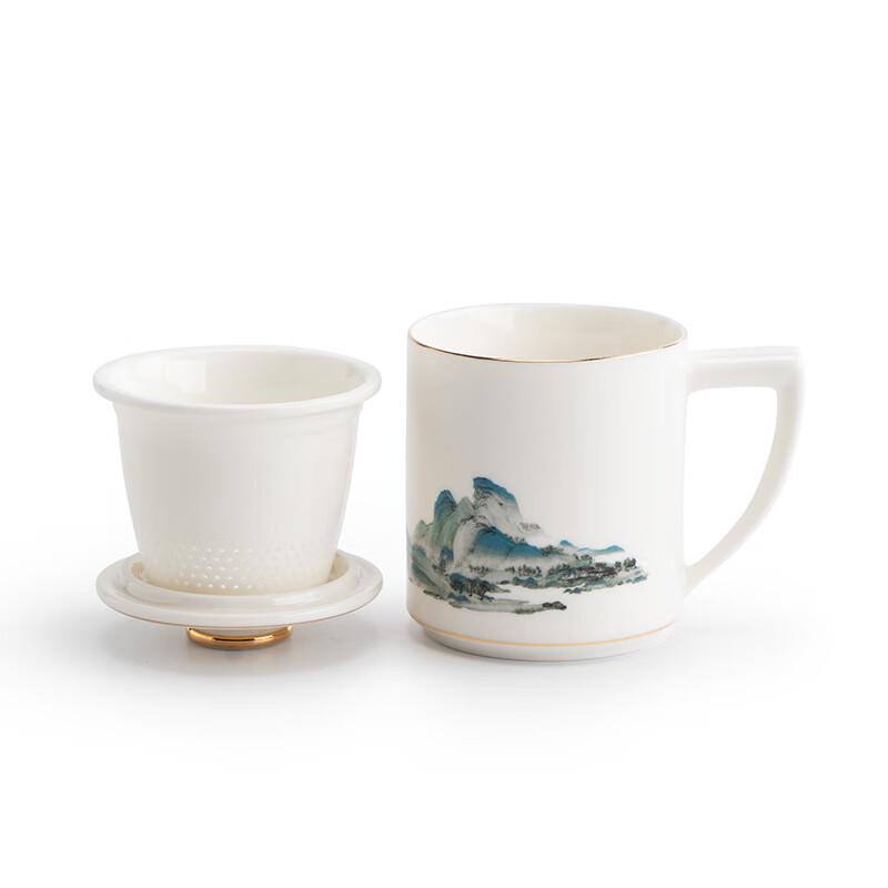 ANPOTO Ceramic Tea Cup with Lid and Infuser