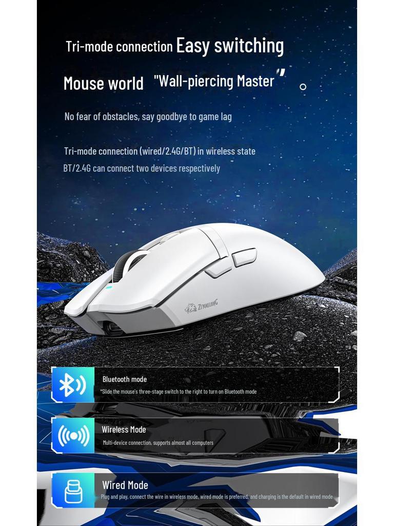 Free Wolf X2 Wireless Bluetooth RGB Gaming Mouse with PAW3311 Sensor and Charging Base