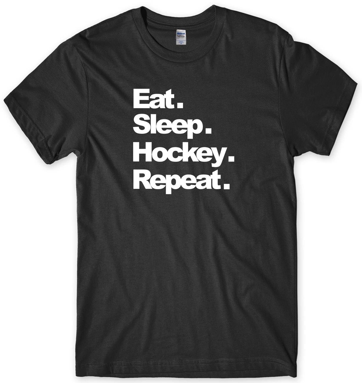 Eat. Sleep. Hockey. Repeat. Mens Funny Unisex T-Shirt M