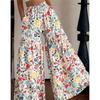 Pantalon Floral d'Été pour Femme, Taille Haute, Ample, Fin, Jambe Large, Élégant, Amincissant, Pantalon Droit Polyvalent