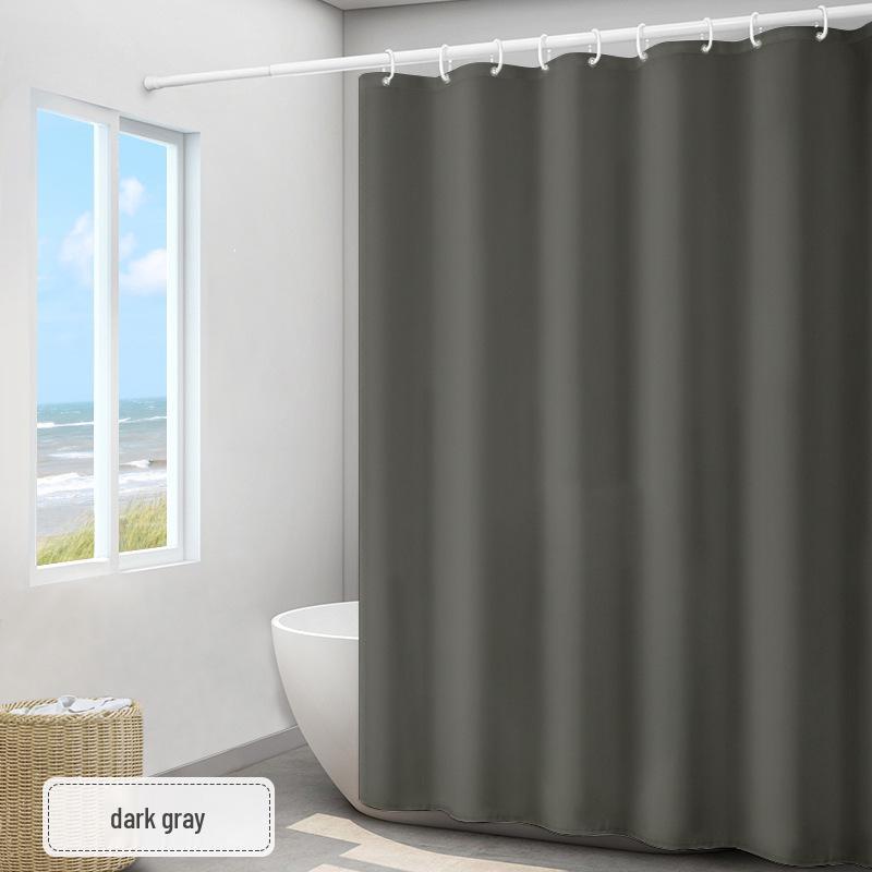 Thickened Waterproof Polyester Shower Curtain - Mildew-Proof Solid Color for Bathrooms and Hotels