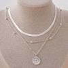 Silver Color Multi-layer Round Pendant Necklace for Women Exquisite Three-Layer Sweater Chain Jewelry for Gifts