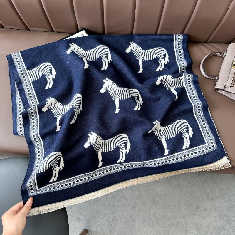 Landscape painting imitation cashmere scarf women's high-end office air-conditioned room thickened warm long trendy scarf
