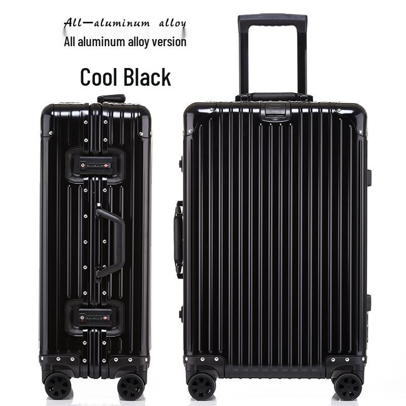Aluminum-Magnesium Alloy Suitcase with Aluminum Frame, Universal Wheels, Combination Lock - 24" Carry-On for Students & Men's Business Travel.