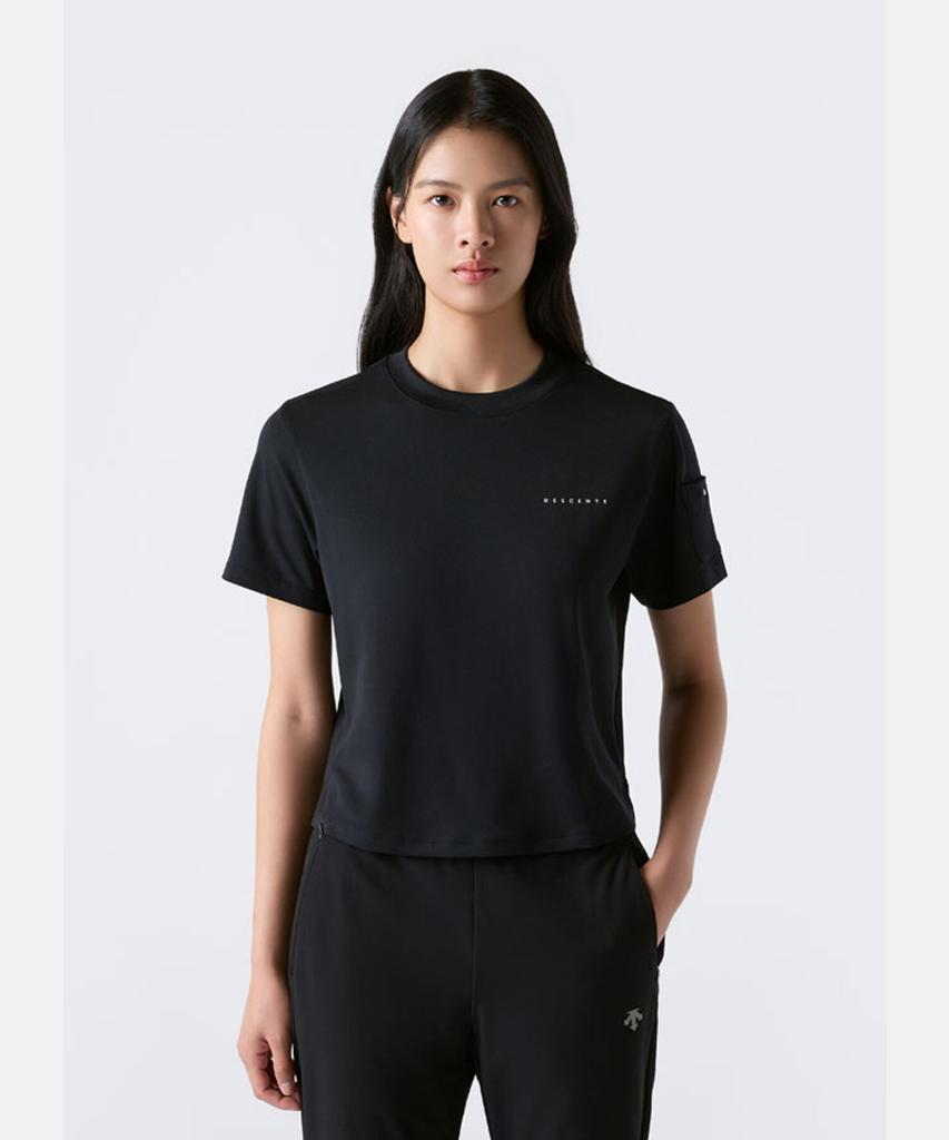 DESCENTE Women'S Pocket Comfort Fit Short Sleeve T-Shirt Black Sr322Pts74