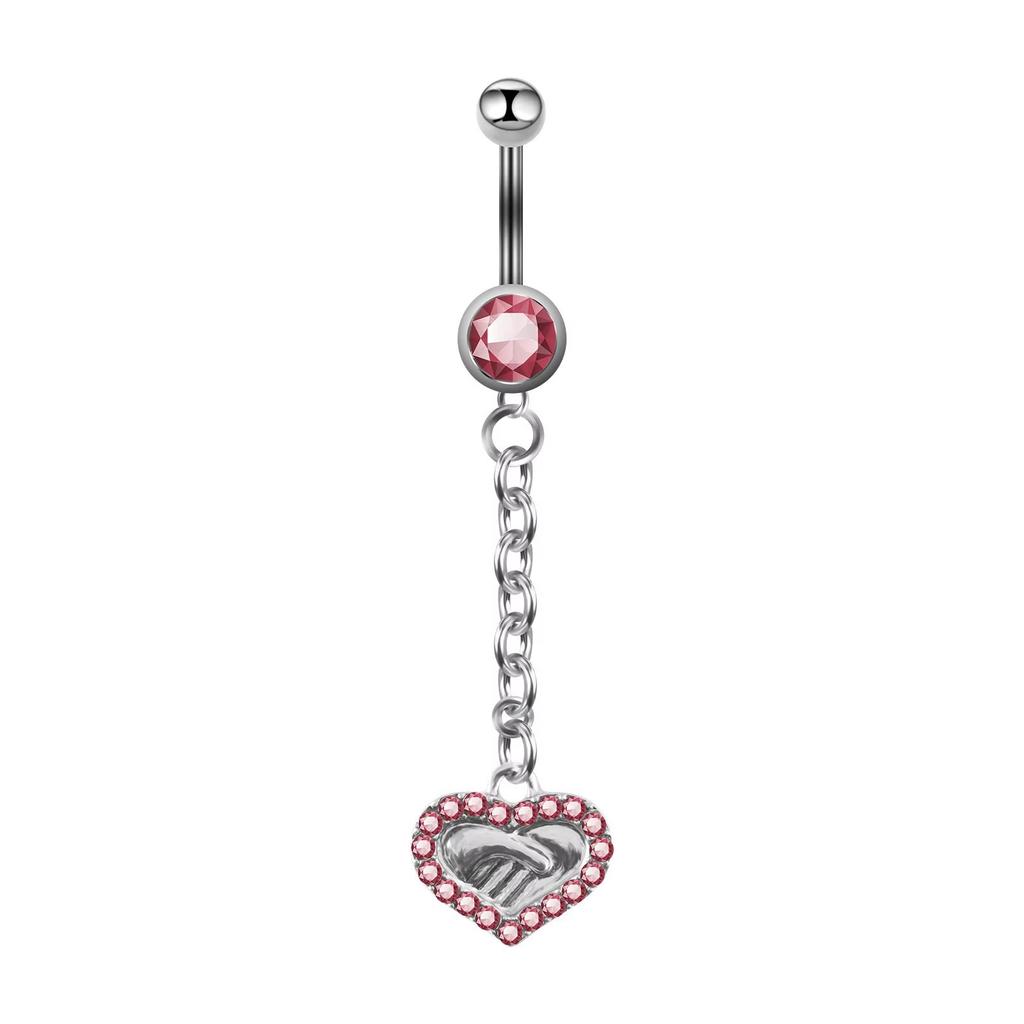 Women Pink Zircon Belly Button Ring Fashion Novelty Navel Jewelry Sweet Jelly Pink