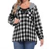 Women Long Sleeve Plaid Jackets Shirt Long Sleeve Casual Loose Coat Outwear