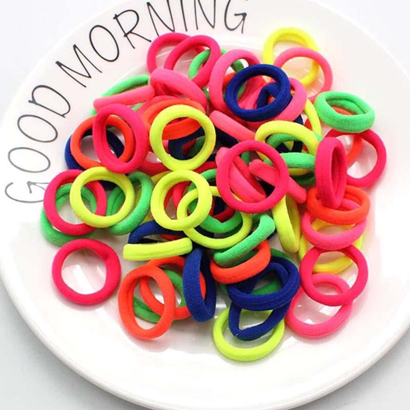 50 Stück/Los Schwarz Bunt Scrunchies Kaffee Rosa Gummiband Seil Stirnband Haargummis 3CM Weiß Elastische Haargummis Für Mädchen