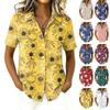 Damesblouse met knoopjes, korte mouwen, casual basic, overhemd met kraag, normale pasvorm.