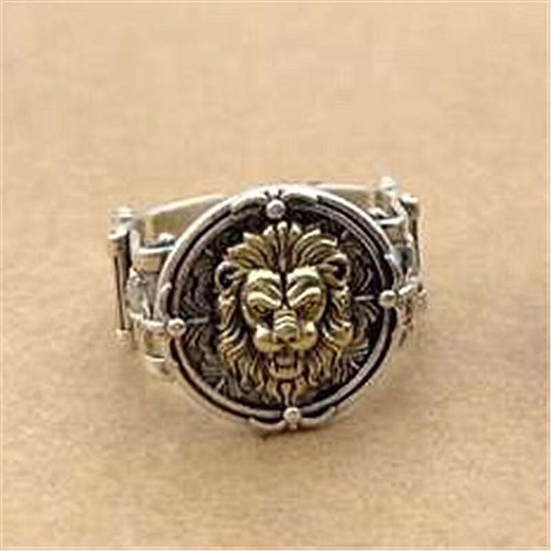 Mens Adjustable Lion King Ring Retro Vintage Style Plated Geometric Finger Men Women