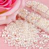 Celebrity Half-Round Pearl Nail Decor - High Gloss, Mixed Sizes for DIY Accessories