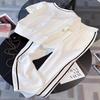 Fashion Suit Women's Summer Salt Based Age Reducing Cardigan Short Sleeved Casual Wide Leg Pants Two-piece Set