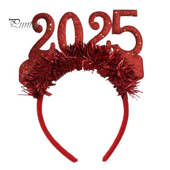 

2025 Повязка на голову Блестящий блеск Новогодние праздники Музыкальные фестивали Легкий обруч для волос Аксессуар для волос красный