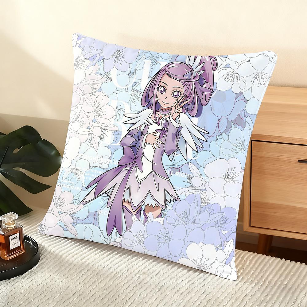 Подушка с принтом аниме P-Precure, шелковистая коротковорсовая, для дивана, с потайной молнией, декор для дома 12x12Inch
