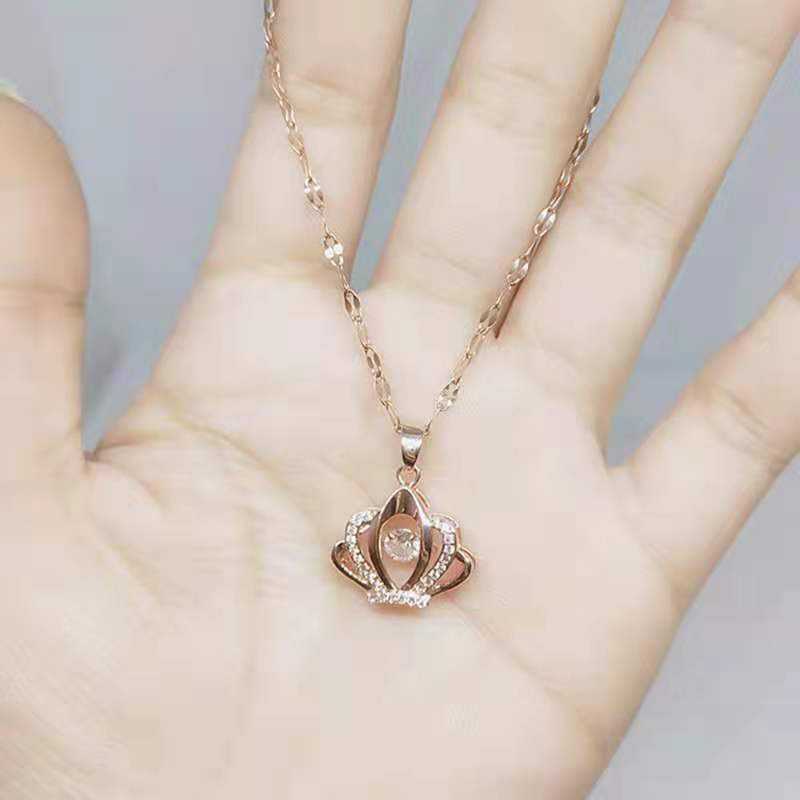 Crown Necklace Women'S Light Luxury Copper Plating Slightly Inlaid Diamond Wind Does Not Fade, Simple Temperament Model For Friends