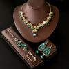 Ensemble de Bijoux Trois Pièces Luxe Haut de Gamme Collier Boucles d'Oreilles Bracelet Fleurs Feuilles pour Femme Soirée Mariage Robe de Mariée
