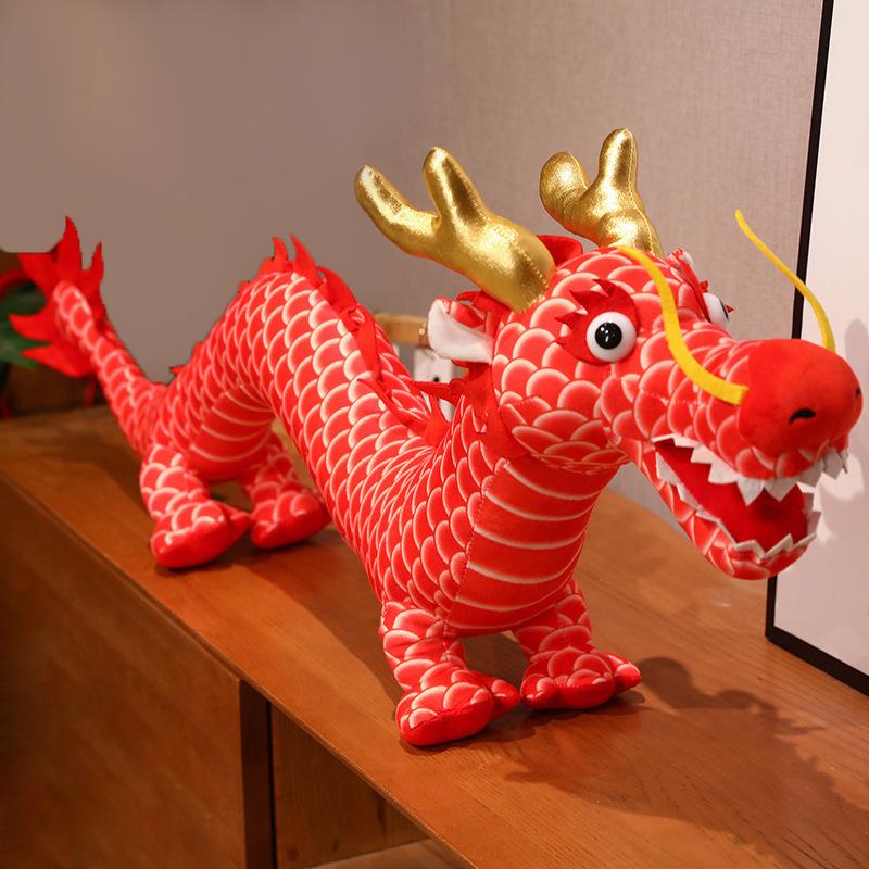 Cartoon Zodiac Dragon Year Mascot Chinese Dragon Plush Toys Soft Stuffed Animal Dragon Doll  Years Decor