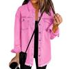 Veste chemise en jean décontractée à manches longues avec ourlet effiloché et deux poches avant