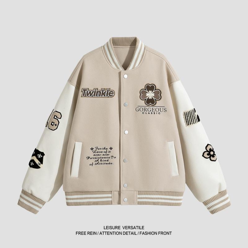 Spring Autumn Men Women Patchwork Baseball Couples Coats Harajuku High Street American Style Embroidery Flight Stand Collar softshell Jacket