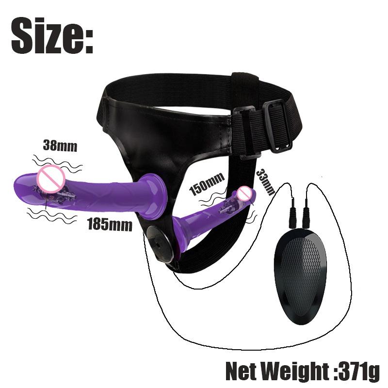 Wired Remote Vibrating Double Penetration Strap On Harness Realistic Silicone Dildo Panties Adjustable for Couples Pegging Anal
