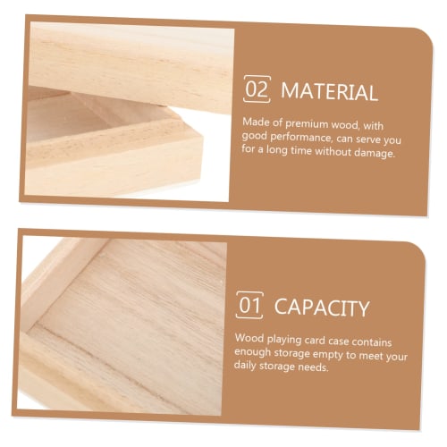 COSMEVIVI 2-Piece Wooden Playing Card Storage Box, Reliable Storage Box, Small Bead Case, Poker Storage Box, Empty Poker Box, Poker Card Storage Case,