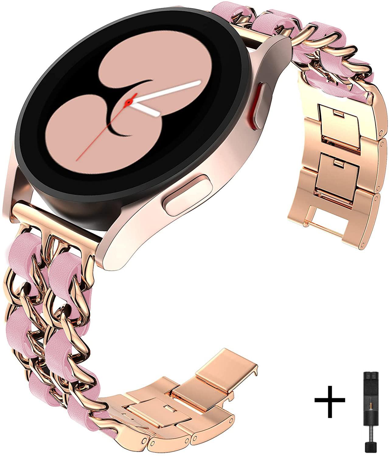 

YurKem 20 мм 22 мм ремешок для Samsung Galaxy Watch 4 3 5 pro 45 мм active 2 Gear s3 роскошный кожаный + металлический браслет Huawei watch GT/2/3 ремешок 22mm watch band