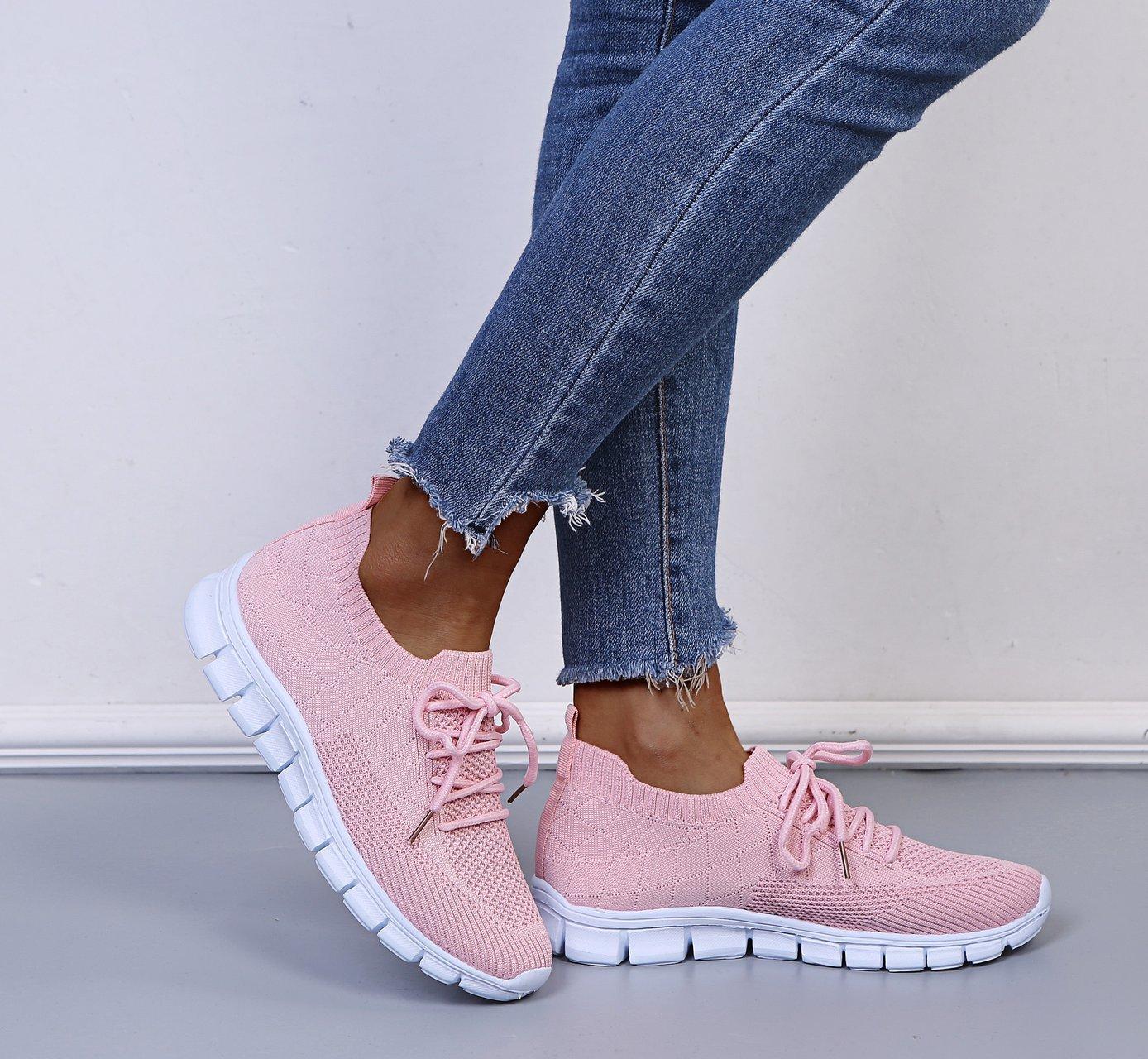 

Wish European and American foreign trade large size lace-up fly-woven casual shoes single shoes women s sports style thick-soled breathable board shoe 43 рожевий