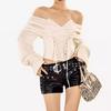 Women's Spring Puff Sleeve Ruffle Dress with Pleated Ribbon Design