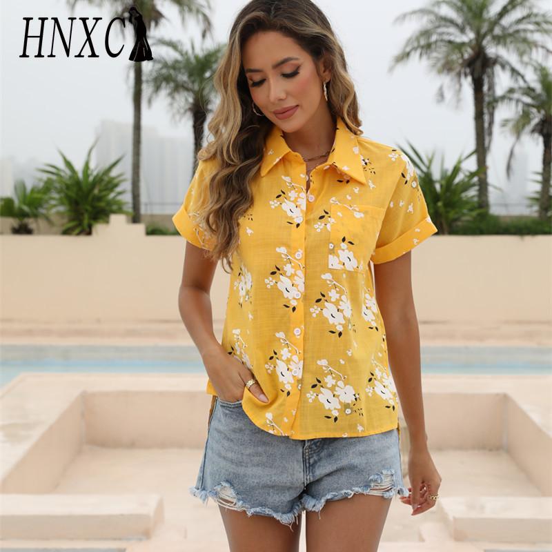 

HNXC Женские модные повседневные блузки и рубашки с коротким рукавом и воротником ПОЛО XXXXXL жёлтый