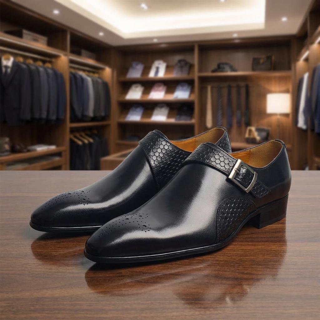 Deluxe Men Loafers Leather Shoes Fashion Elegant Handmade Pure Leather Shoes Slip-On Monk Dress Office Business Shoes Wholesale