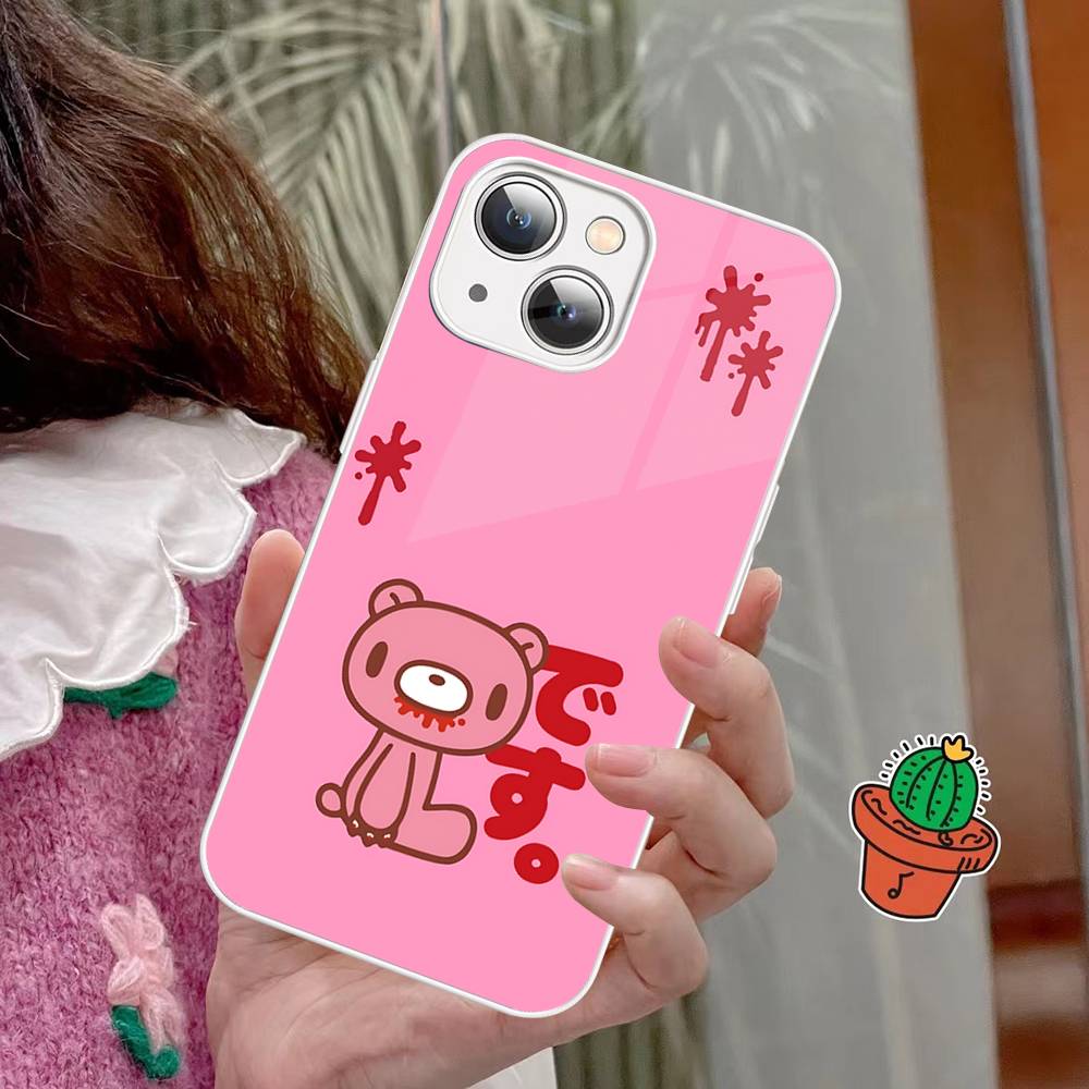 Cute G-Gloomy B-Bear For IPhone 14 13 12 Mini 11 Pro XS Max X XR 14 Plus Tempered Glass Cover