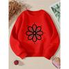 European Sizes Kids' Crewneck Sweatshirt - Black Flower with Gray Petals And Dots , Sportswear And Casual Wear, Soft And Comfortable, Clothing