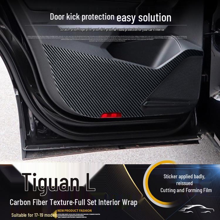 Volkswagen Tiguan L Interior Carbon Fiber Film (2017-2019) - Anti-Scratch, Anti-Kick, Center Console & Door Coverage