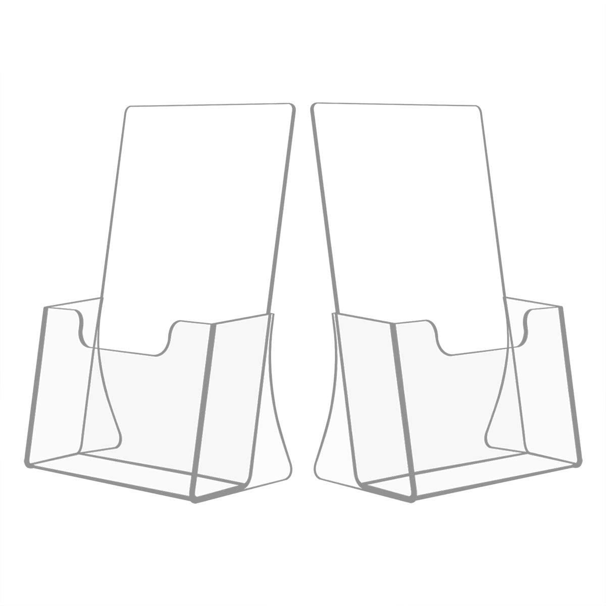 NIUBEE Прозрачная стойка для каталогов/POP-рекламы, A5 вертикальная, Набор из 2 шт., Держатель для открыток, Настольная подставка для брошюр, Стильный стеллаж для каталогов