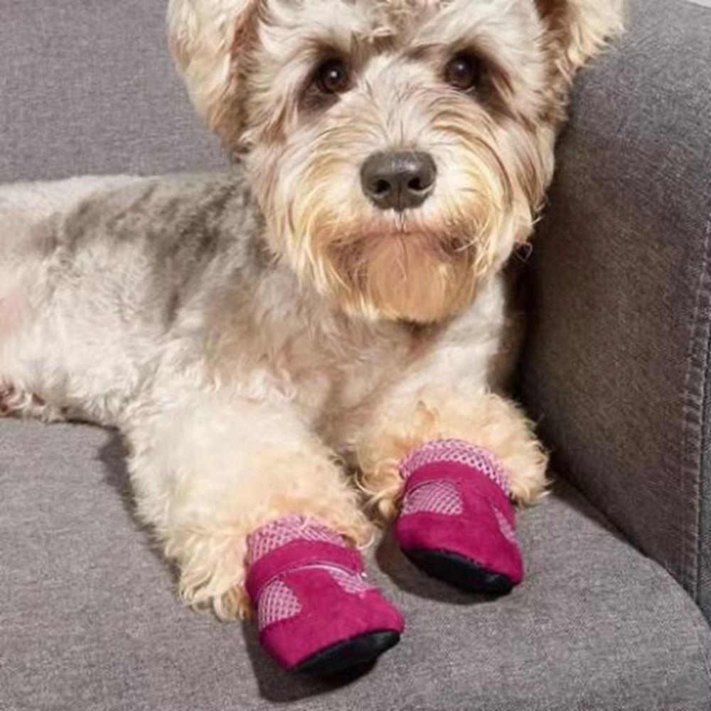 4pcs/set Soft-soled Dog Shoes Mesh Pet Sandals New Poodle Dog Shoes for Small Dogs Puppies