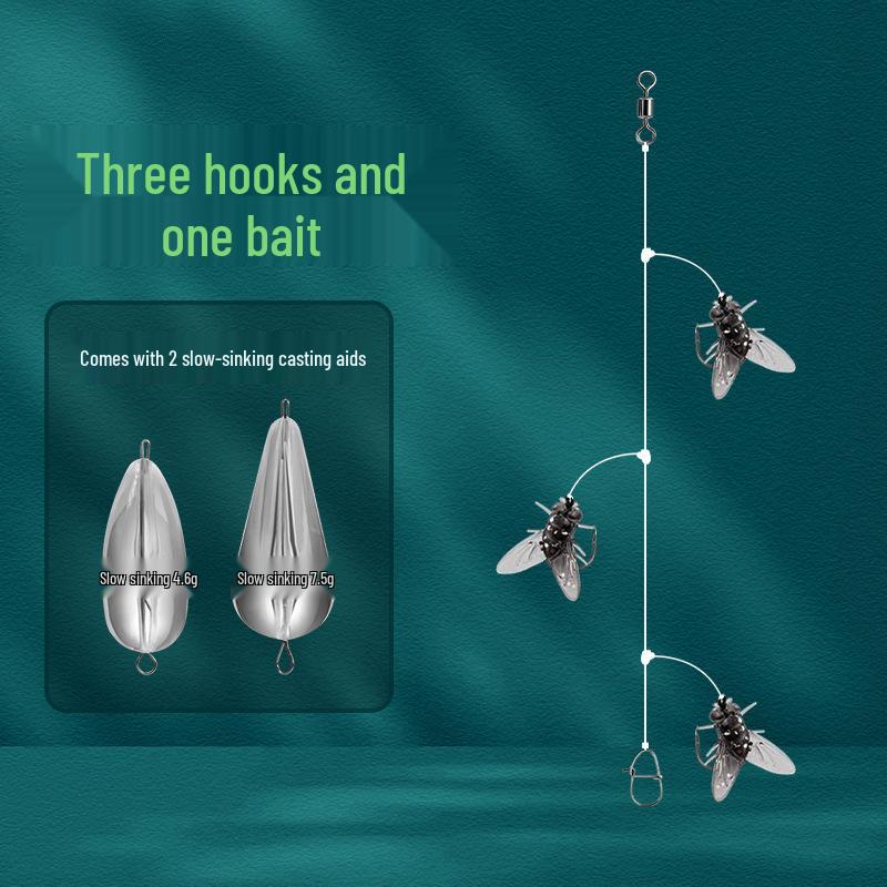 Fly Fishing Rig: Hook Set, Line, Lures, Soft Minnow Bait, Micro Fake Fish Bait
