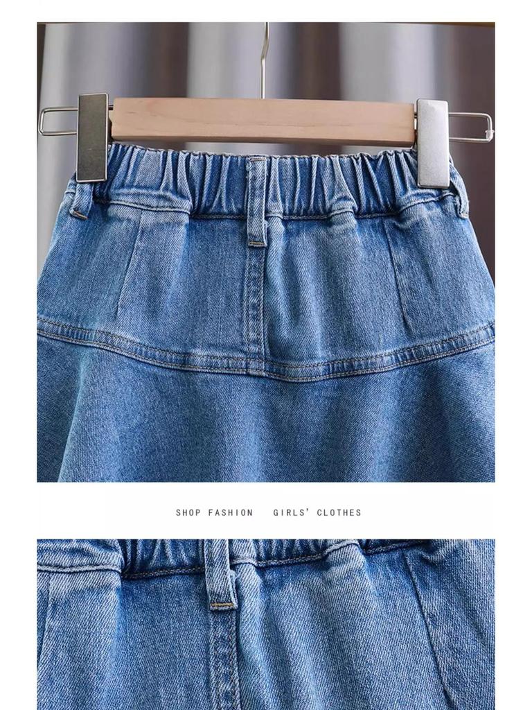 Dívčí džínová dortová sukně v korejském stylu - Jarní/letní módní krátká sukně/kalhoty