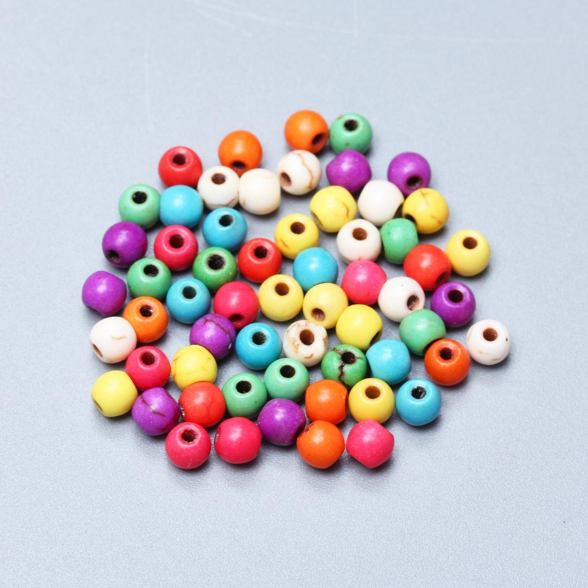 

20-60 шт. 4/6/8/10/12 мм Смешанный цвет Изготовление ювелирных изделий Ожерелье Браслет DIY Материал Бирюзовые бусины Случайный цвет 4mm 60Pcs