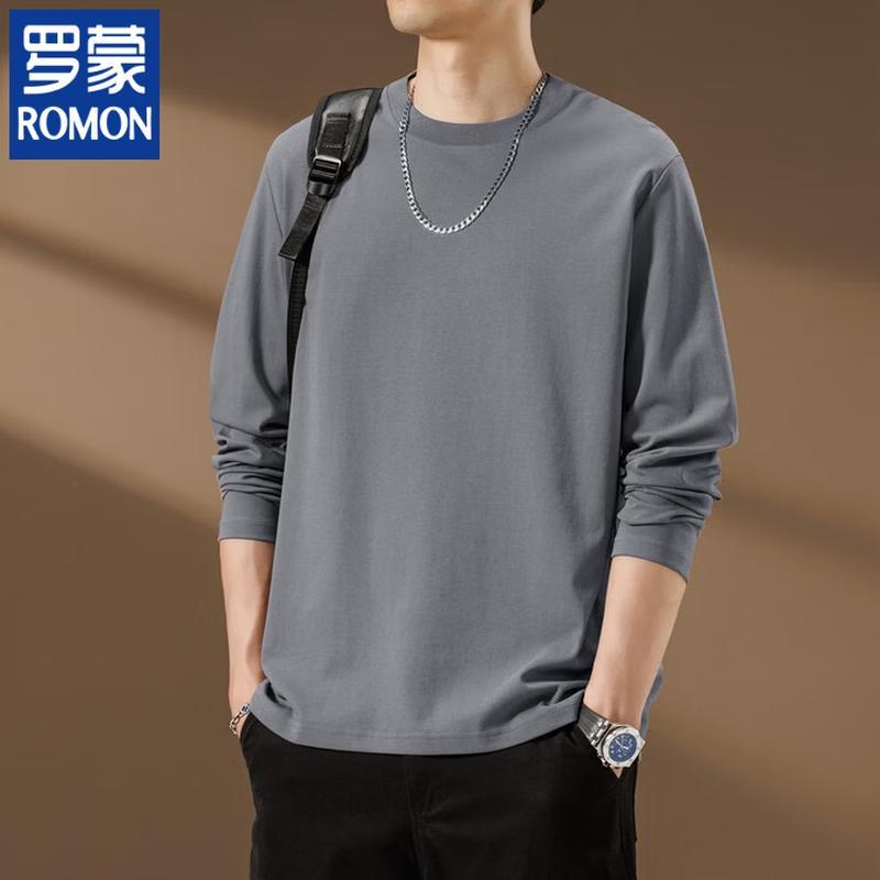 ROMON Men s Silk Blend Long Sleeve Crewneck T-Shirt XL