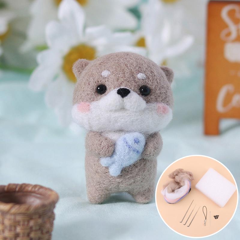 

Милая пухлая капибара серая рыбка набор материалов для начинающих шерстяной войлок ручная работа кукла плюшевые игрушки настольные украшения A4