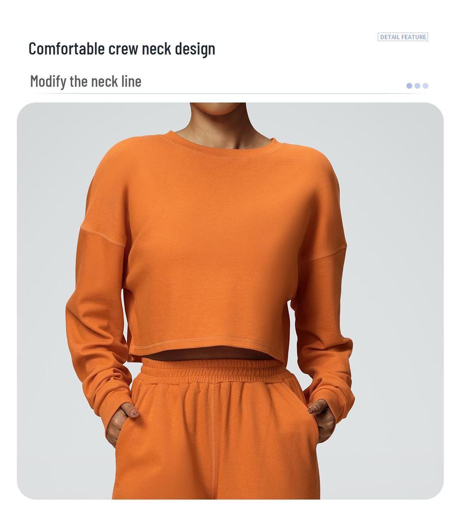 New Casual Round Neck Long Sleeve Sweatshirt for Autumn/Winter - Short, Loose, Fashionable T-Shirt for Fitness & Running