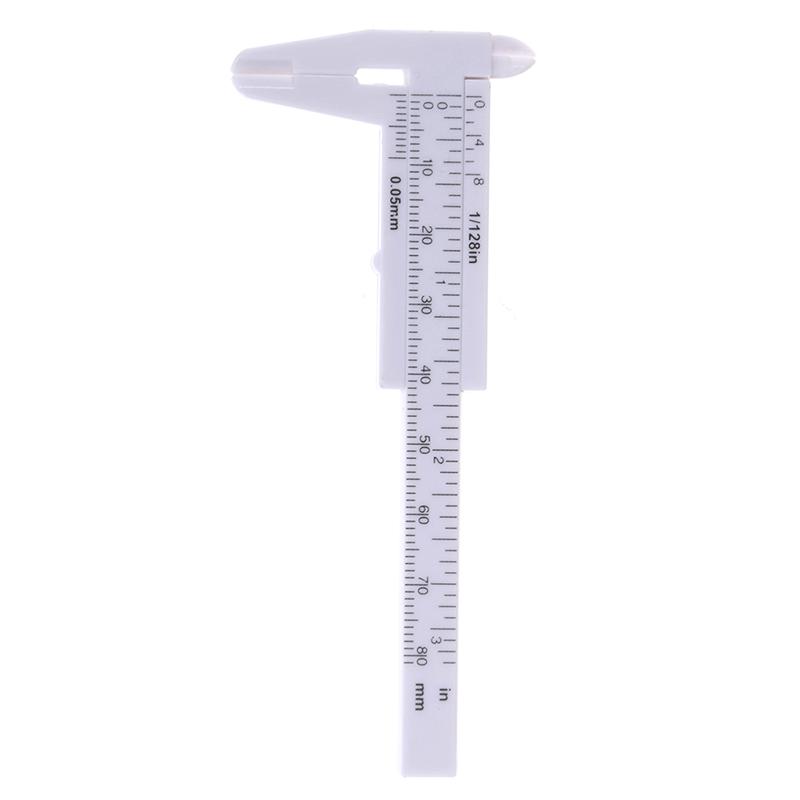 1Pc Mini Sliding Vernier Caliper Plastic Measure Ruler Gauge Double Scale 80Mm