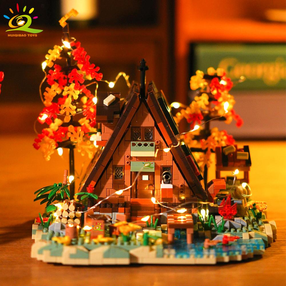 Non-Toxic Moc Autumn Treehouse Architecture Style Castle House Micro Building Block Brick For Kid Gift Children Construction Toys