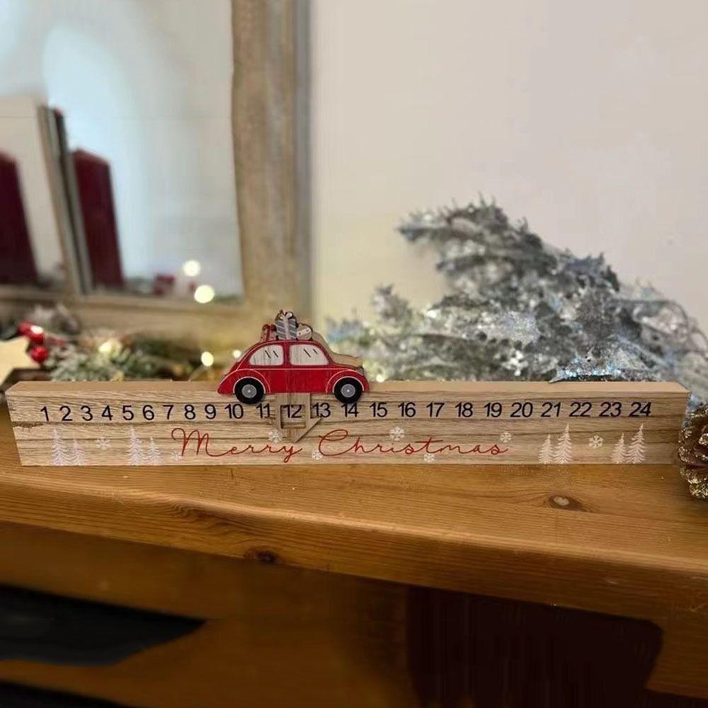 

Desk Decoration Christmas Advent Calendar Wooden Block Festive Slider Calendar Tabletop Style 1