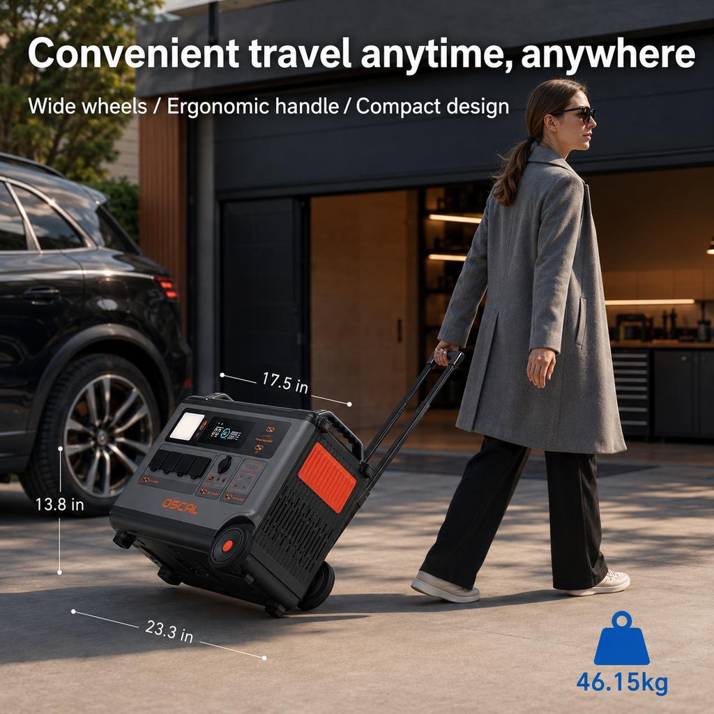 OSCAL PowerMax6000 Tragbare Powerstation 6000W 3600Wh LiFePO4 Solargenerator 57600Wh Erweiterbar 120V/240V USV Schnellladung APP für Zuhause Wohnmobil Off-Grid