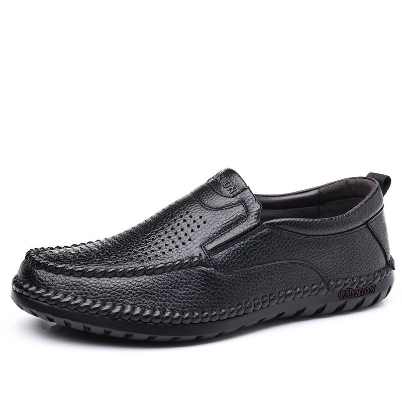 

Leather sandals men s 2025 new leather hollow sandals men s casual foot cover first layer cowhide middle-aged and elderly father shoes 38